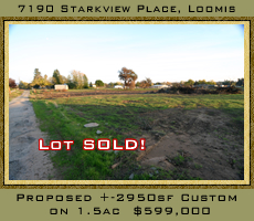 Proposed 2950 square foot custom home on 1.5 acres for $599,000.  7190 Starkview place in Loomis, CA.